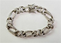 Solid Sterling (PAJ) Iced Out CZ Bracelet 19 Grams