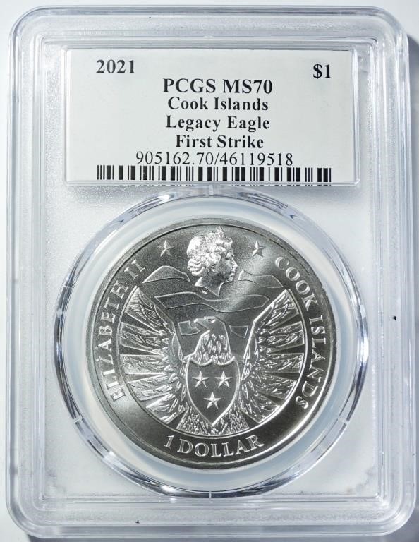 2021 COOK ISLANDS LEGACY EAGLE PCGS MS70