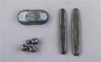 Silver Chinese Ingots, Bars and Balls 7pc