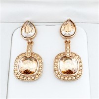 MM Designer Drop Earrings - Amber Swarovski Elemen