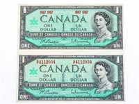 Lot 2 Bank of Canada 1867 -1967 Centennial One Dol