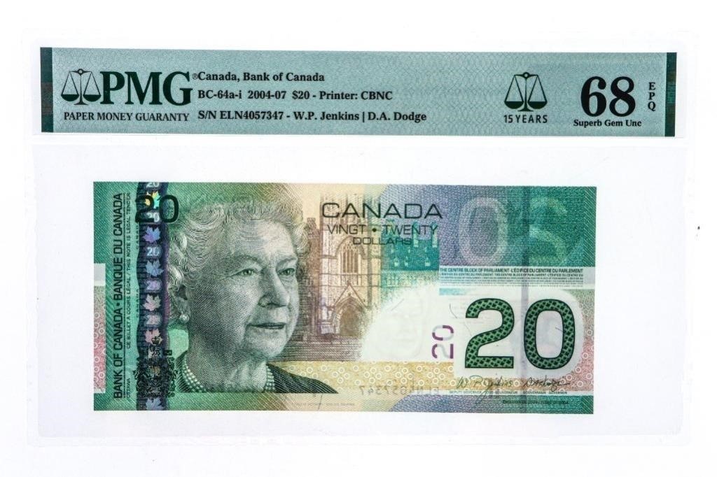 Bank of Canada 2004 -07 $20 GEM UNC68