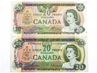 Lot 2 Bank of Canada 1969 & 1979 $20