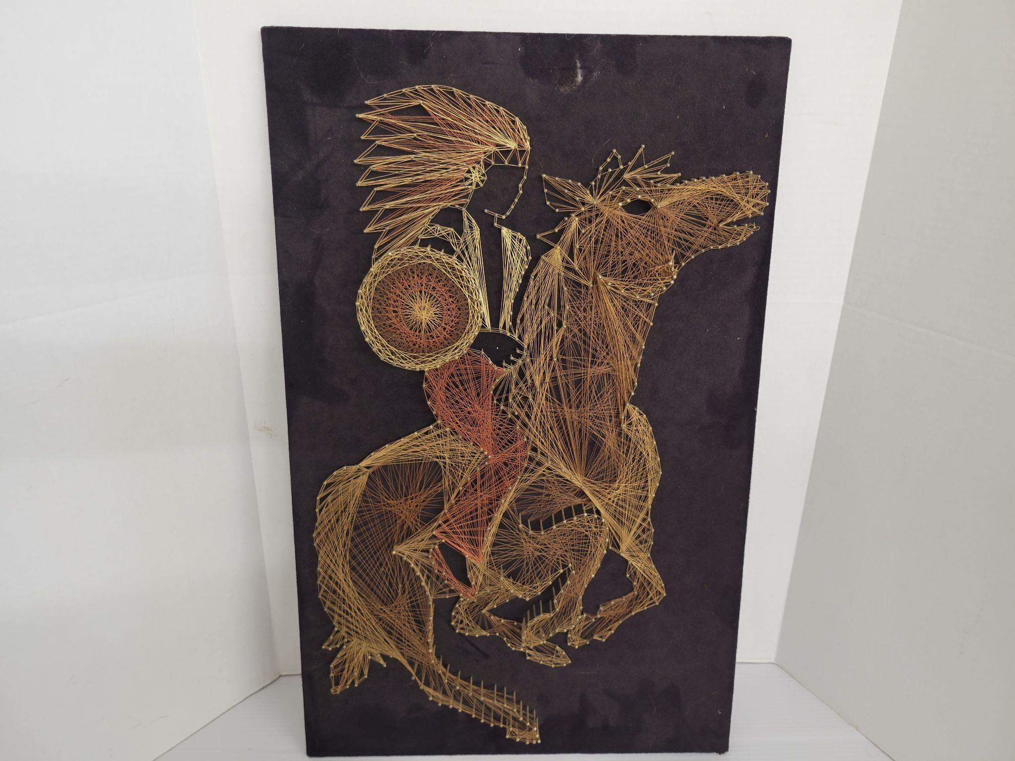 Native American riding horse art work