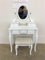 Nice Vanity with 5 Drawers Mirror and Upholstered