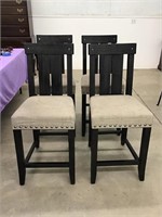 Wood Barstools with Upholstered Seats Lot of 4