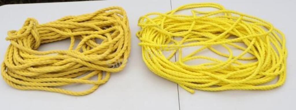 2 Lengths of Yellow Polypropylene Twisted Rope