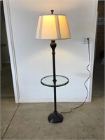 Floor Based Lamp with Glass Top Table And Shade