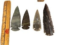 (4) arrowheads length of longest 5.25 inches