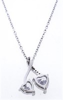 Silver Double Heart Pendant & Chain Necklace 1