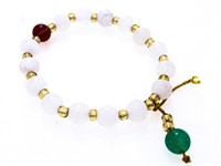 Jade Bead & Gold Ball Flex Bracelet 6mm
