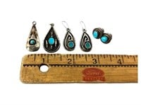 (6 pcs) Native American silver & turquoise