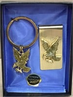 Genuine Diamond Dust Eagle Key Ring & Money Clip