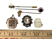 Victorian jewelry - stick pins incl. horse & owl,