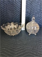 Heavy Crystal Glass Bowl and Candy Dish Lot of 2