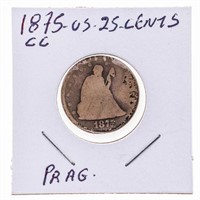 1875CC USA Silver 25 Cents PR AG