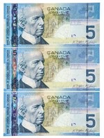 Canada Lot 3 2006 $5 In Sequence