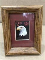 1992 Bald Eagle & Olympic Rings Stamp in Frame