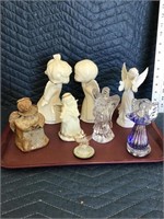 Collectible Angel Figurines Tray Lot of 8