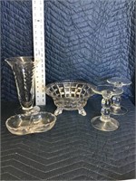 Glassware Lot of 5 Vase Crystal Bowl Candle