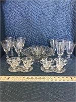 Beautiful Etched Glass Dish Set with 15 Pieces