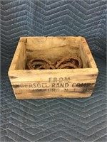 Antique Crate With Rusty Horse Shoes