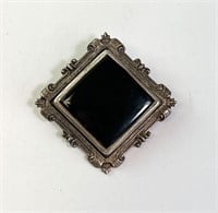 Vintage Sterling Victorian Black Onyx Pin/Brooch