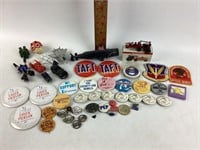 Political & military pin back buttons & patches