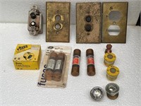Vintage electrical plates and fuses