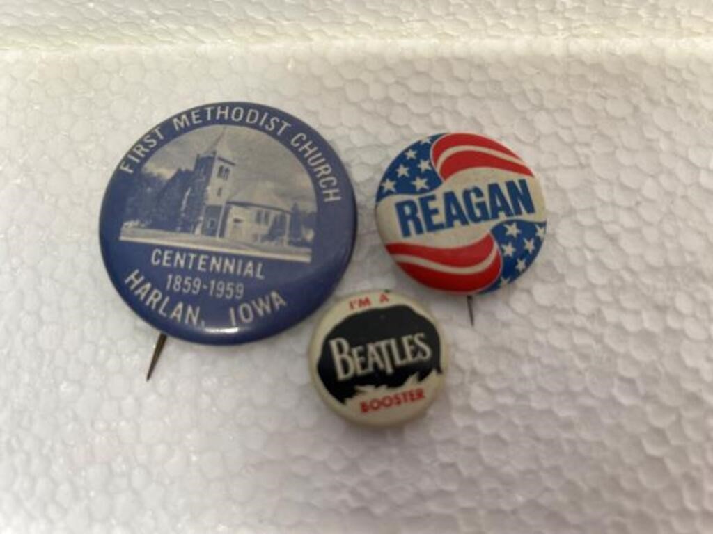 Vintage Beatles. Reagan. Pin Backs