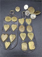 ANTIQUE METAL HORSE BRIDAL BUTTONS & HARNESS FLAPS
