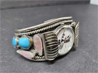 NATIVE AMERICAN KATCHINA WATCH W/ TURQUOISE &