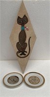 MCM Siamese cat gravel art - bird plates.