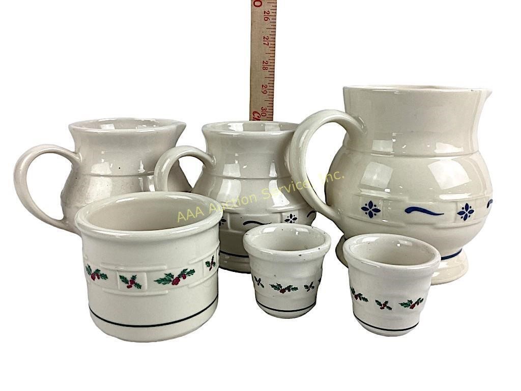 Longaberger pottery pitchers (3).  Longaberger