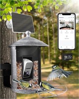 Smart Solar Bird Feeder with Camera, Silver