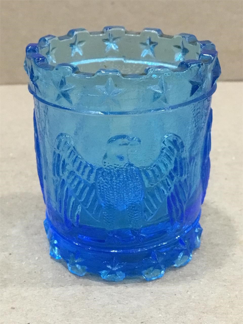 1971 Kanawha Glass Blue Eagle Toothpick Holder