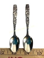 (2) Sterling demitasse spoons, monogrammed on the