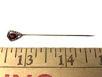 Victorian 10k gold stick pin with ruby. Total