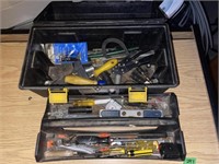 Plastic tool box with contents
