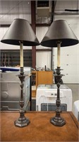 2 BRASS SOLID HIGH END BUFFETT LAMPS 8" X 44"