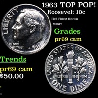Proof 1963 Roosevelt Dime TOP POP! 10c Graded pr69