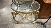 METAL & GLASS ACCENT TABLE 28" X 23" X 25"