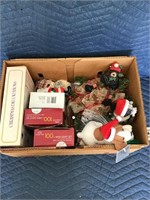 Box of Christmas Accessories Ornaments Lights