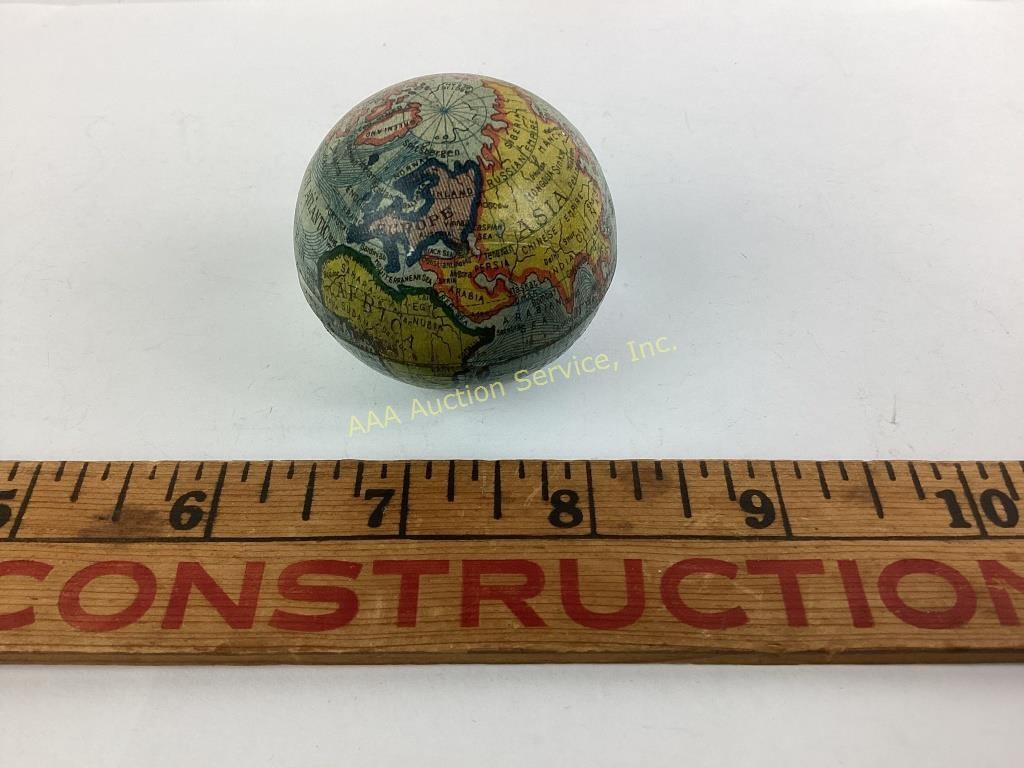 Old tin litho globe pencil sharpener Made in