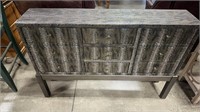 FAUX REPTILE FINISH WOOD  HALL TABLE W/ DRAWERS