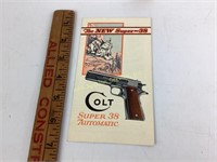 1929 Colt New Super 38 Automatic pistol pamphlet