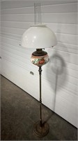 KEROSENE FLOOR LAMP W/ MILK GLASS ALADDIN SHADE