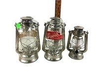 Steel oil Lanterns with glass chimneys, Olde