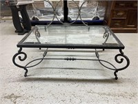 Short Glass Rectangular Table With Metal Rim