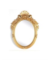 Oval Antique-Like Metal Framed Wall Mirror, 35"